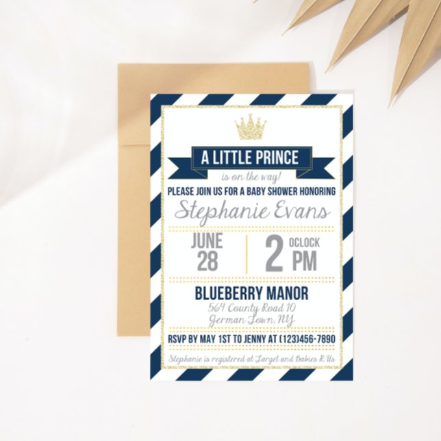 Invitación de Prince Baby Shower, Purpurina de la  (Subido por el creador)