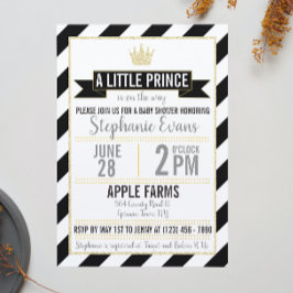 Invitación de Prince Baby Shower, Purpurina de oro