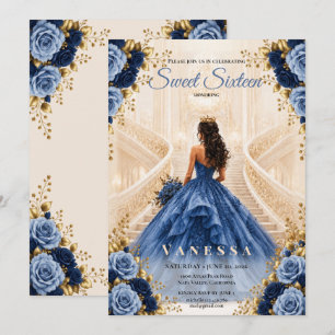Invitación de Princesa Foto Azul Cumpleaños Dulce 
