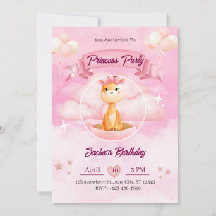 Invitación de Princesa Ilustrativa con Acuarela Ro