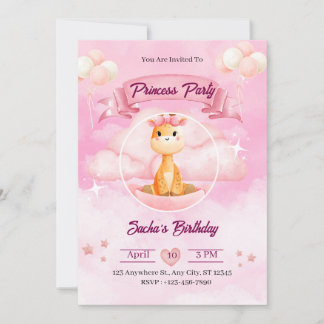 Invitación de Princesa Ilustrativa con Acuarela Ro