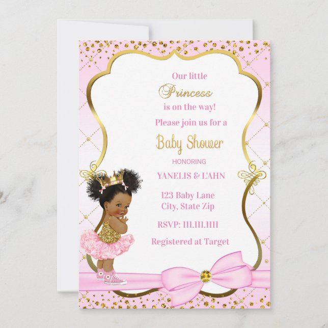 Invitación de Princess Baby Shower (Anverso)