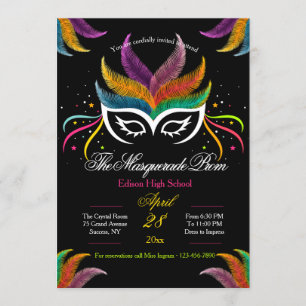 Invitación de Prom de Mascarada de Máscara de Plum