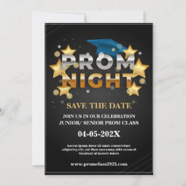 Invitación de prom de oro y negro para el Fiesta p