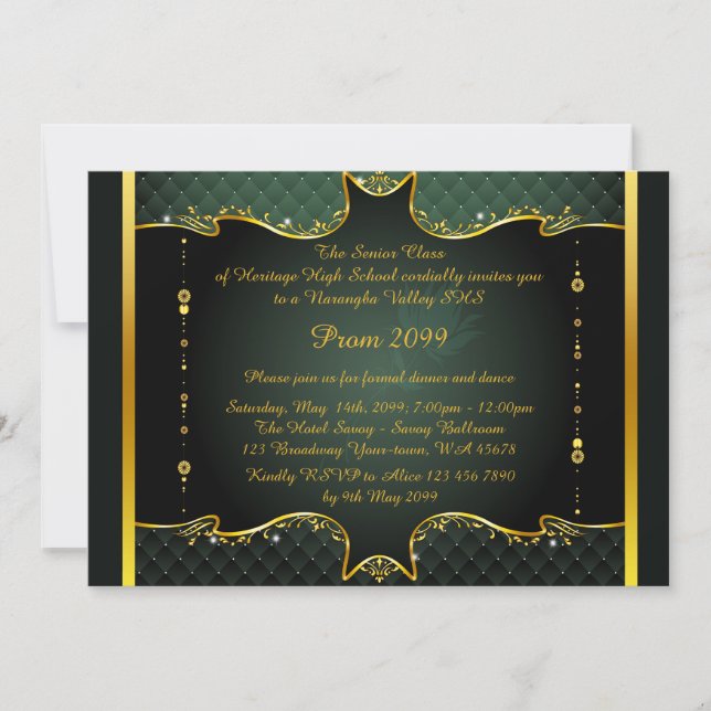 Invitación de Prom,Prom, Prom Senior, elegante, ve (Anverso)