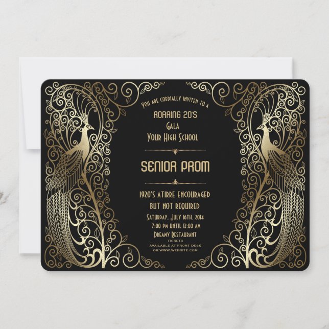 Invitación de Prom Senior de Glam Gold Art Deco Pe (Anverso)