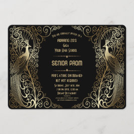 Invitación de Prom Senior de Glam Gold Art Deco Pe