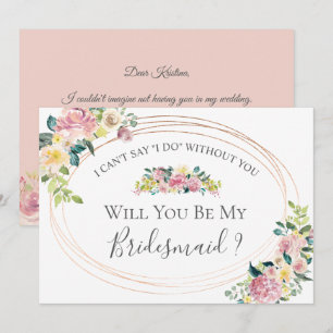 Invitación de propuesta de dama de honor floral pa
