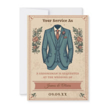 Invitación de propuesta de padrino con traje vinta