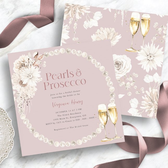 Invitación de Prosecco Perlas Rosadas (Pink Pearls Prosecco Invitation
)