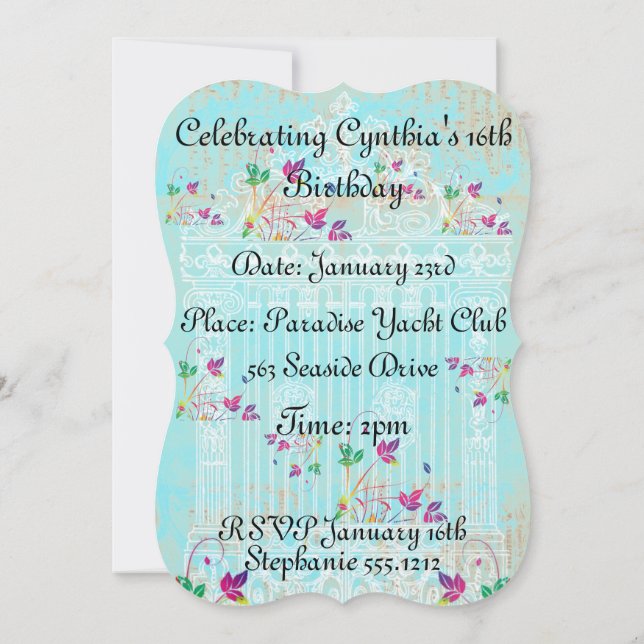 Invitación de Puerta de Jardín Encantado (Reverso)