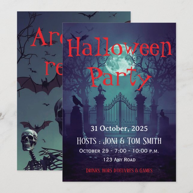 Invitación de Puerta Embrujada Gótica | Halloween  (Anverso / Reverso)