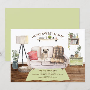 Invitación de pug Dog Moving