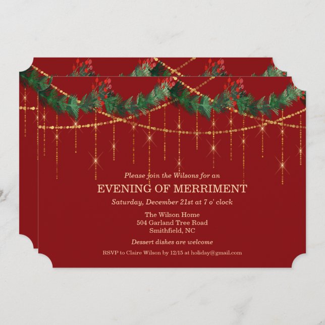 Invitación de Purpurina de feriado de navidades de (Anverso / Reverso)