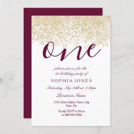 Invitación de Purpurina de oro de Borgoña fiesta d