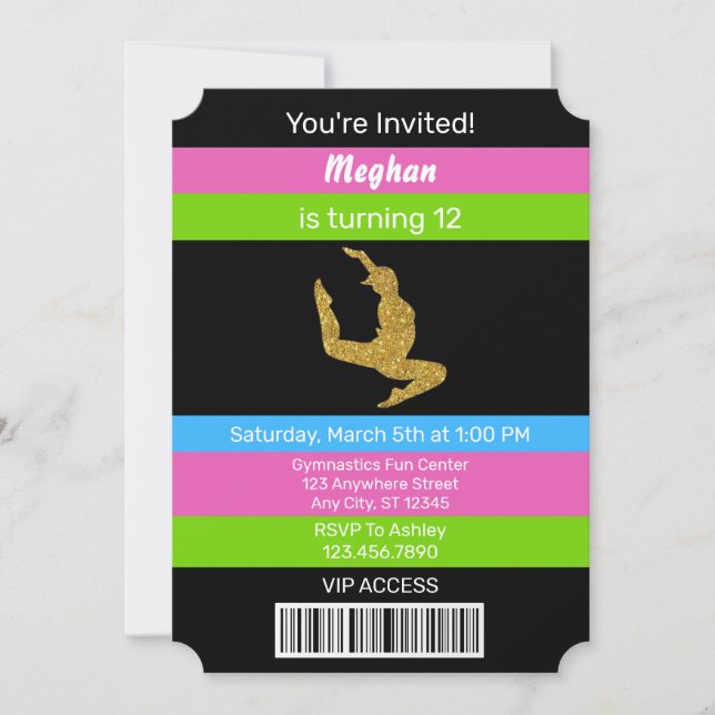 Invitación de Purpurina de oro de cumpleaños (Anverso)