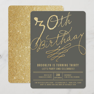 Invitación de Purpurina de oro Glam Adulto 30 Fies