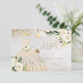 Invitación de Purpurina de oro Quinceanera RSVP