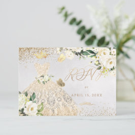 Invitación de Purpurina de oro Quinceanera RSVP