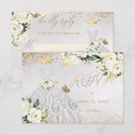 Invitación de Purpurina de Plata Quinceanera RSVP
