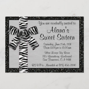 Invitación de Purpurina metálico plateado con cebr