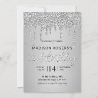 Invitación de purpurina para joven o señorita Sill