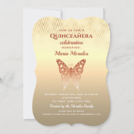 Invitación de purpurina Rosa Gold Quinceanera