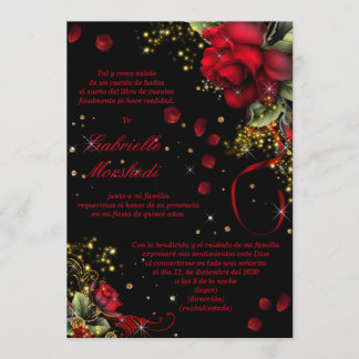 Invitación de quince años roja y negra