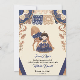 Invitación de Quince Charro Royal Blue Charro
