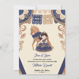 Invitación de Quince Charro Royal Blue Charro