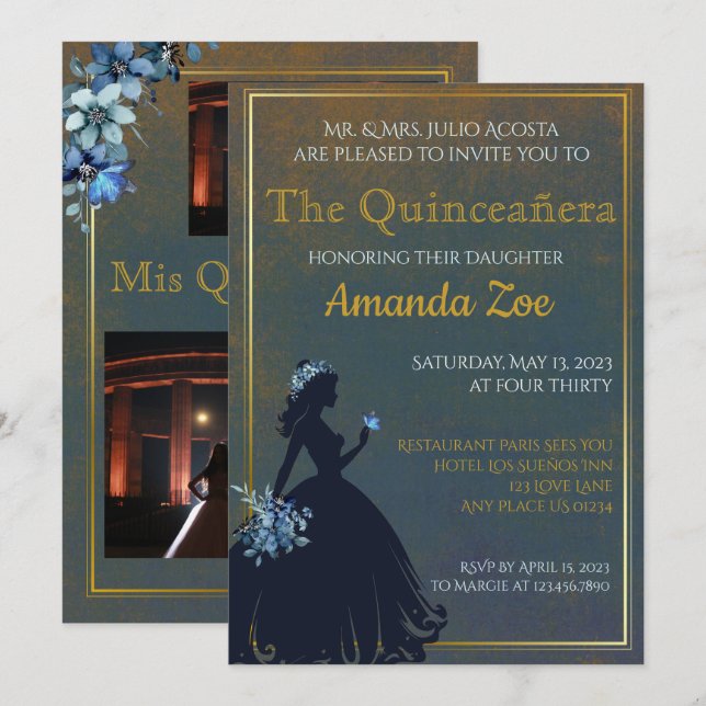 Invitación de Quinceañera (Anverso / Reverso)