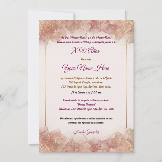 Invitación de Quinceañera (Anverso)