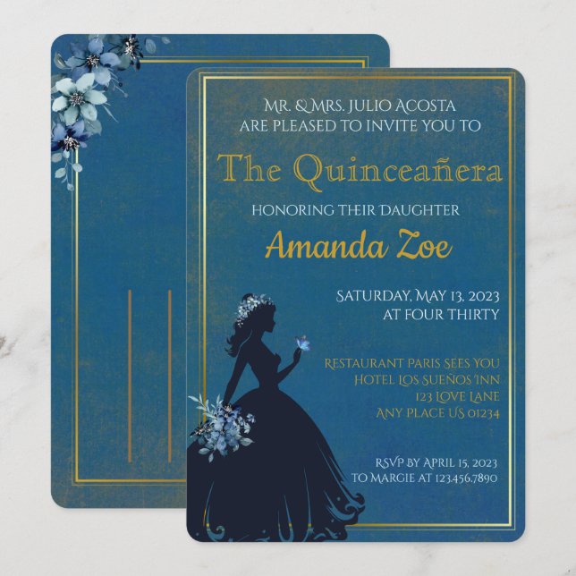 Invitación de Quinceañera (Anverso / Reverso)