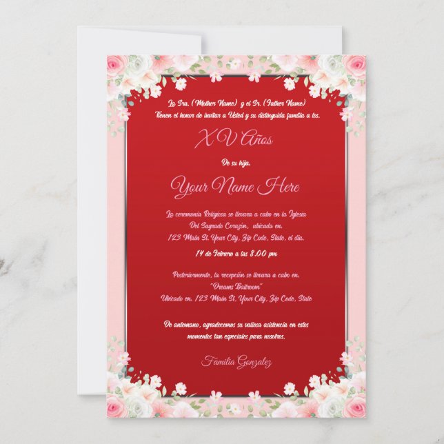 Invitación de Quinceañera (Anverso)