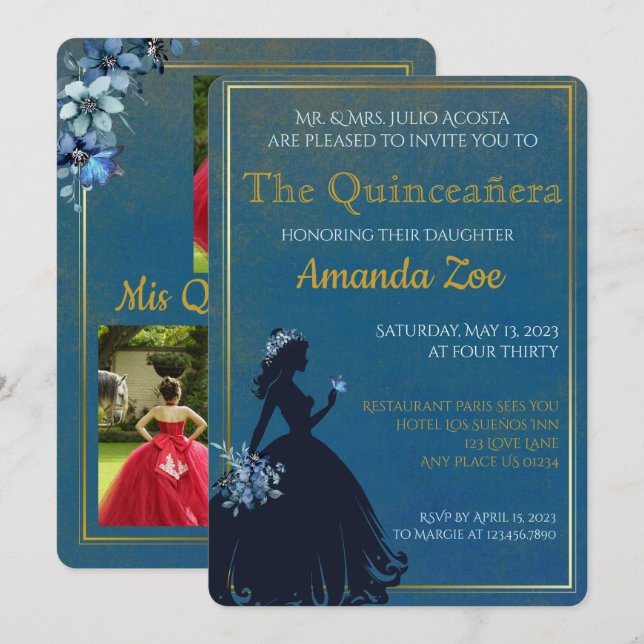 Invitación de Quinceañera (Anverso / Reverso)