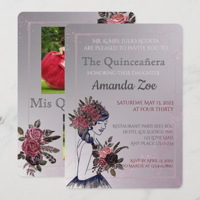 Invitación de Quinceañera (Anverso / Reverso)
