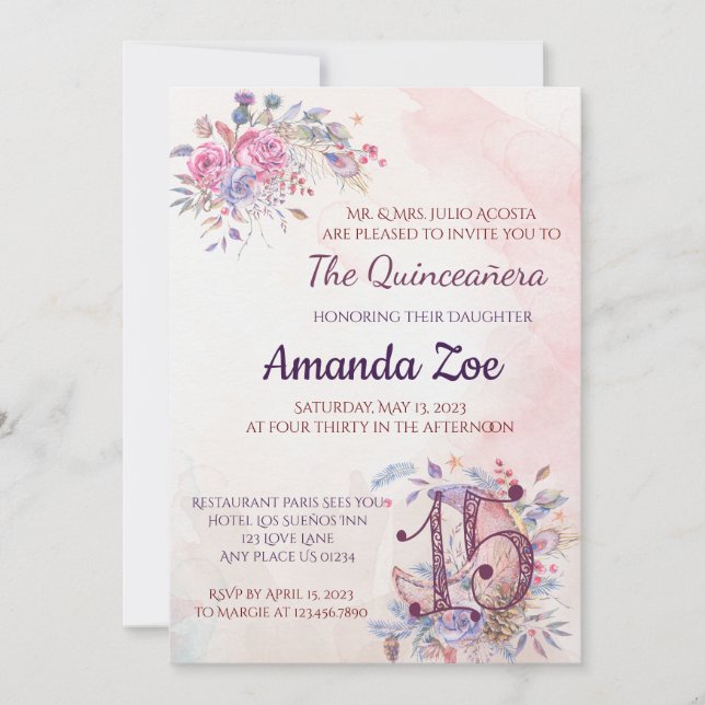 Invitación de Quinceañera (Anverso)