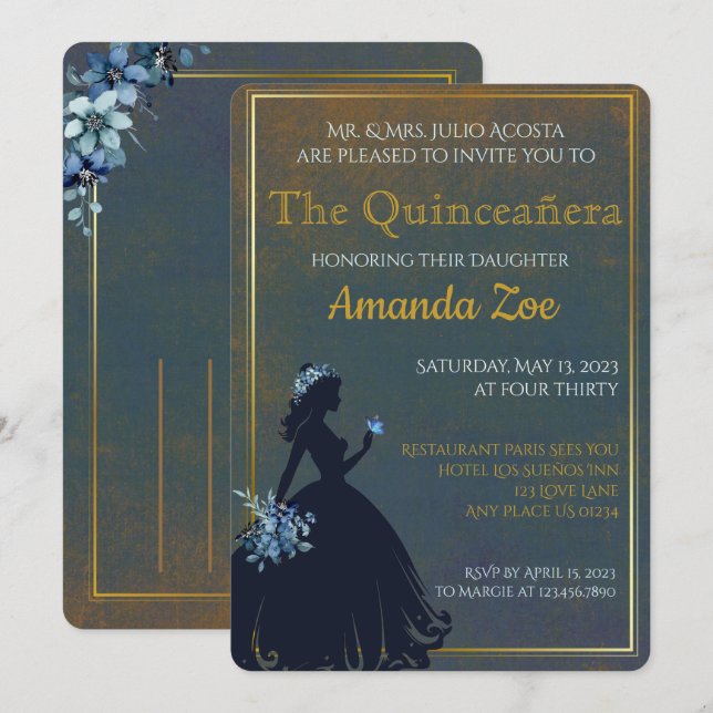 Invitación de Quinceañera (Anverso / Reverso)