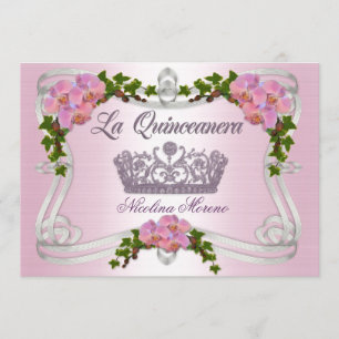 Invitación de Quinceanera 15º cumpleaños tiara ele
