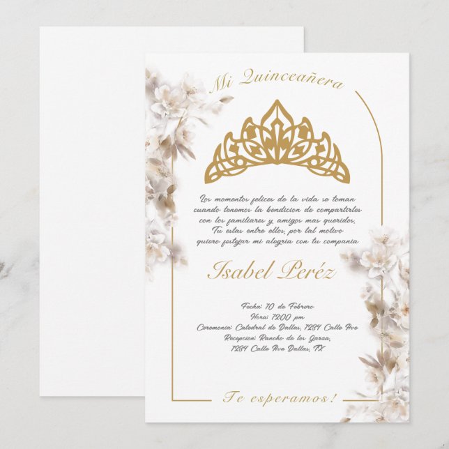 Invitación de Quinceañera a Bell (Anverso / Reverso)