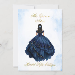 Invitación de Quinceanera Azul en español