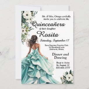 Invitación de Quinceañera Azul Espuma de Mar