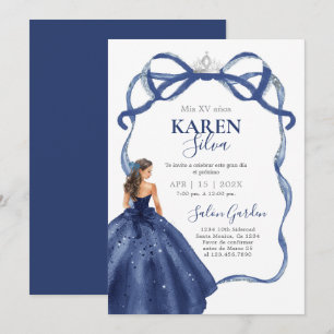 Invitación de Quinceañera Azul Marino
