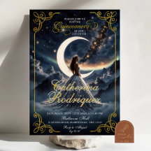 Invitación de Quinceañera Azul Polvoriento Noche E