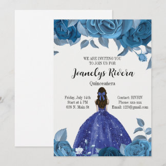 Invitación de Quinceañera Azul Real