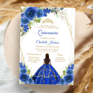 Invitación de Quinceañera Azul Real