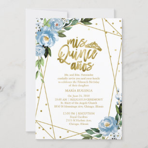 Invitación de Quinceañera Bilingüe con Hojuela de