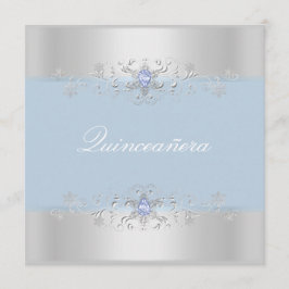 Invitación de Quinceañera Blue & Silver Snow Gem