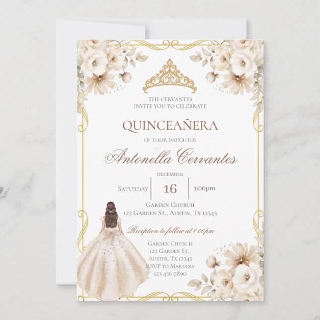 Invitación de Quinceañera Boho (Anverso)