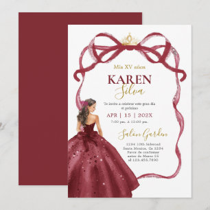 Invitación de Quinceañera Borgoña